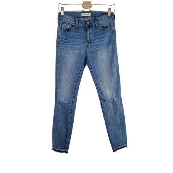 Madewell Denim - Madewell High Riser skinny destroyed raw hem jeans Size 27